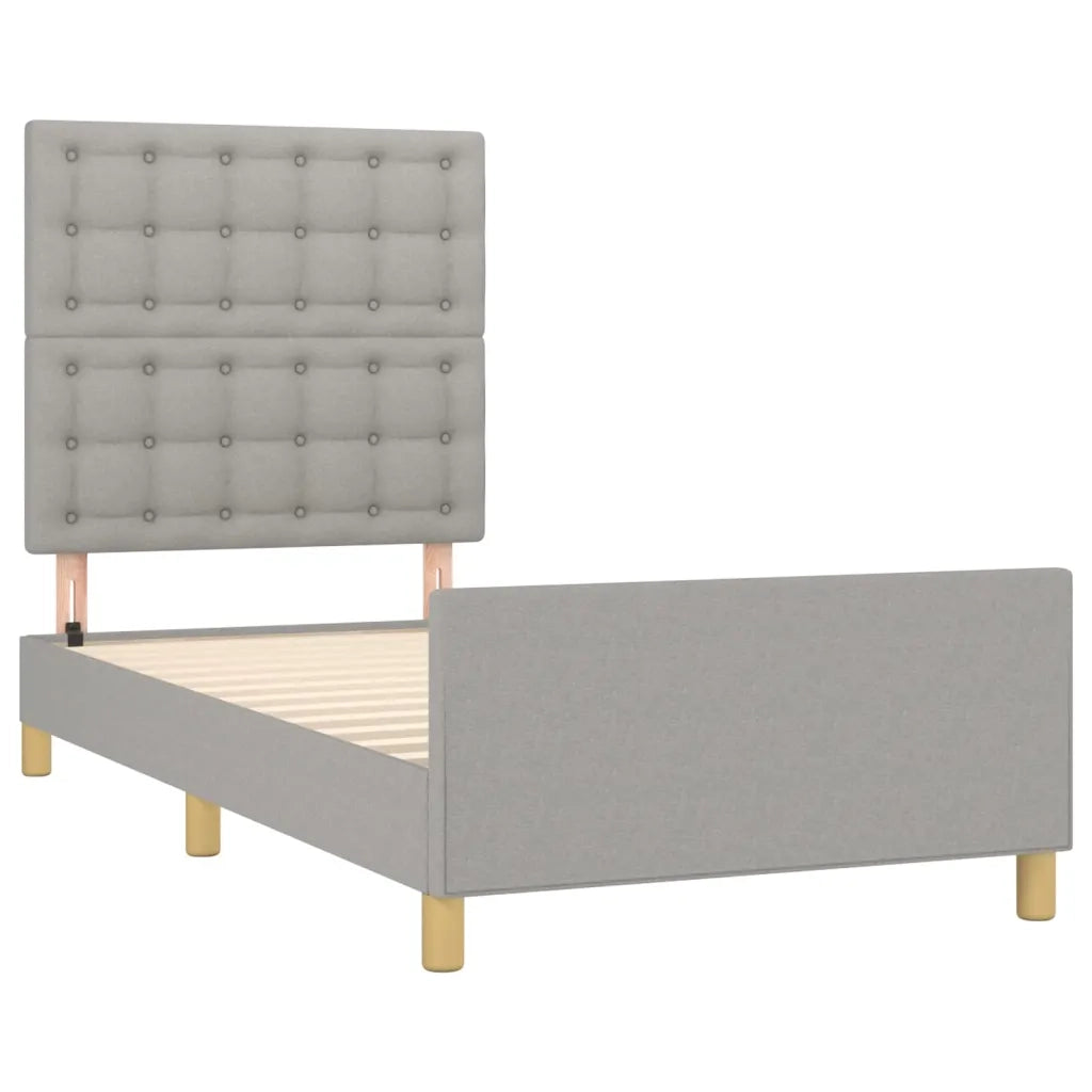Giroletto con Testiera Grigio Chiaro 80x200 cm in Tessuto