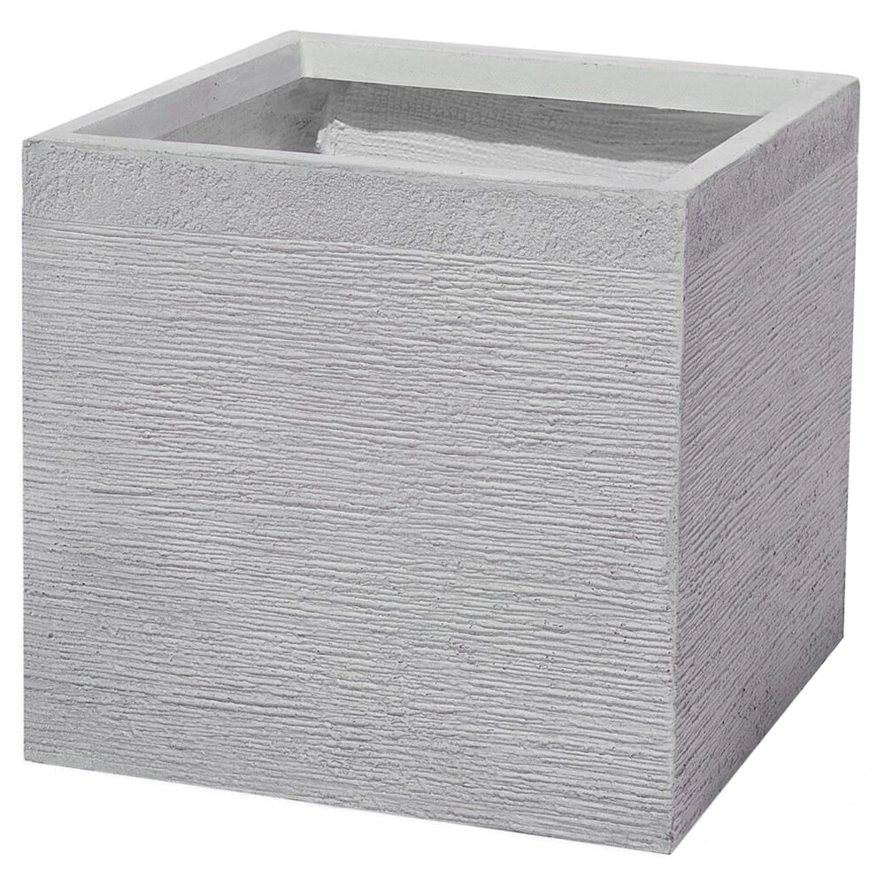Vaso per piante fioriera in fibra di argilla grigio chiaro solida quadrata 40 x 38 cm resistente ai raggi UV
