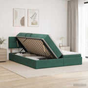 Letto con Contenitore con testiera 2 pz Verde Scuro 3458946