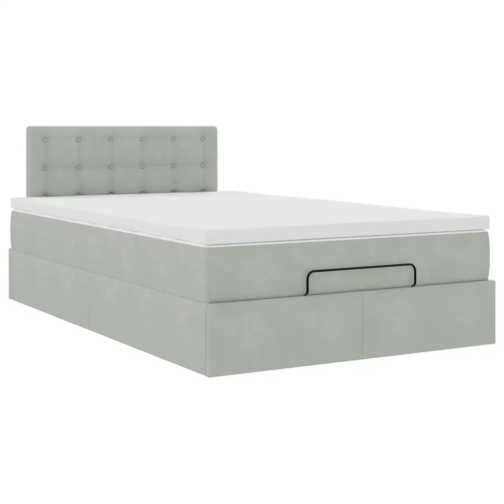 Pouf Letto con Materasso Grigio Chiaro 120x190 cm in Velluto 3311903
