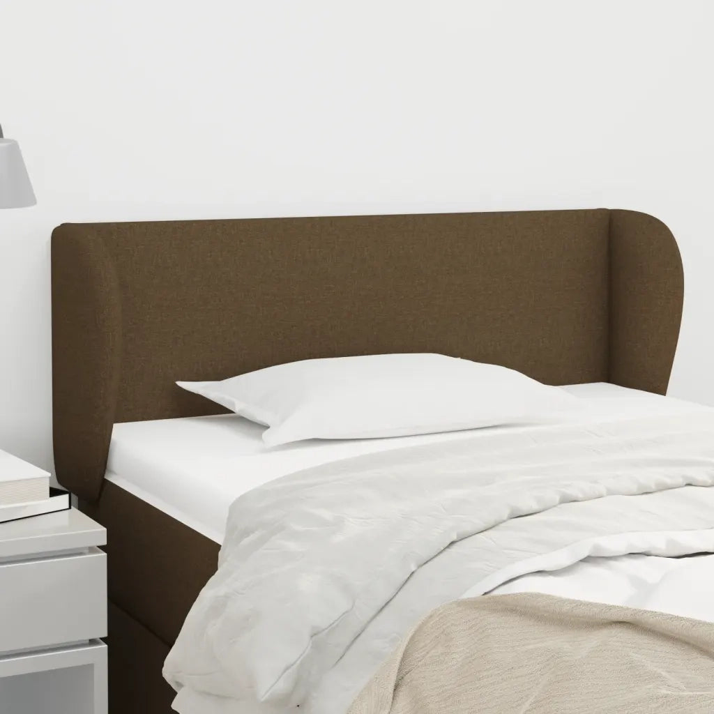 Testiera ad Orecchio-Testata con Orecchie Marrone Scuro 103x23x78/88 cm in Tessuto 786098