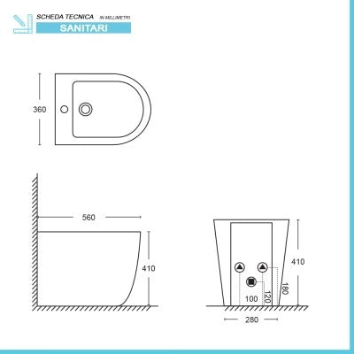 Sanitari filomuro scarico a vortice e copriwc soft-close Tao
