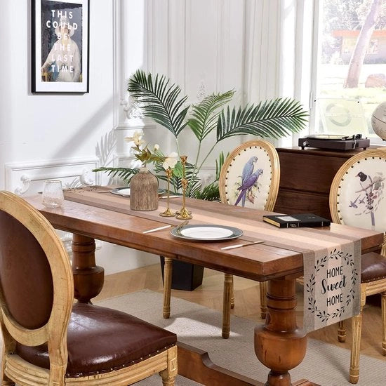 Tavolo da pranzo moderno beige marrone striature tavolo da pranzo lavabile aspetto lino stile fattoria rustico retro texture di legno di scuderia tavolo da pranzo per tavolo da pranzo party pic nic all'aperto