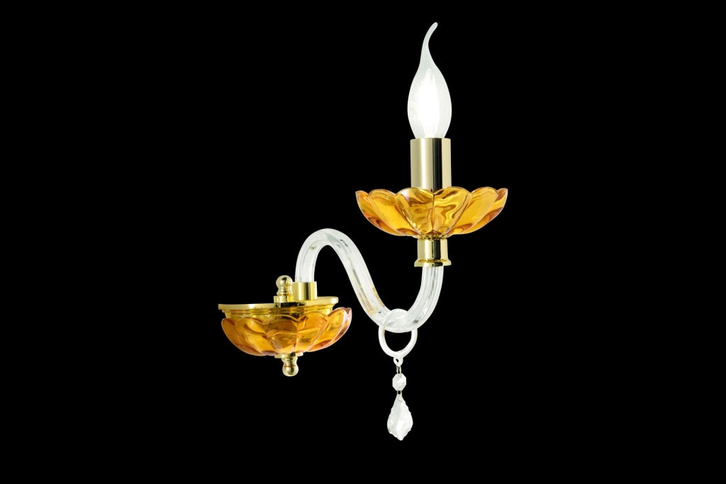 APPLIQUE PATRICIA 1 LUCE TRASPARENTE AMBRA ATTACCO E14 25X25X12CM