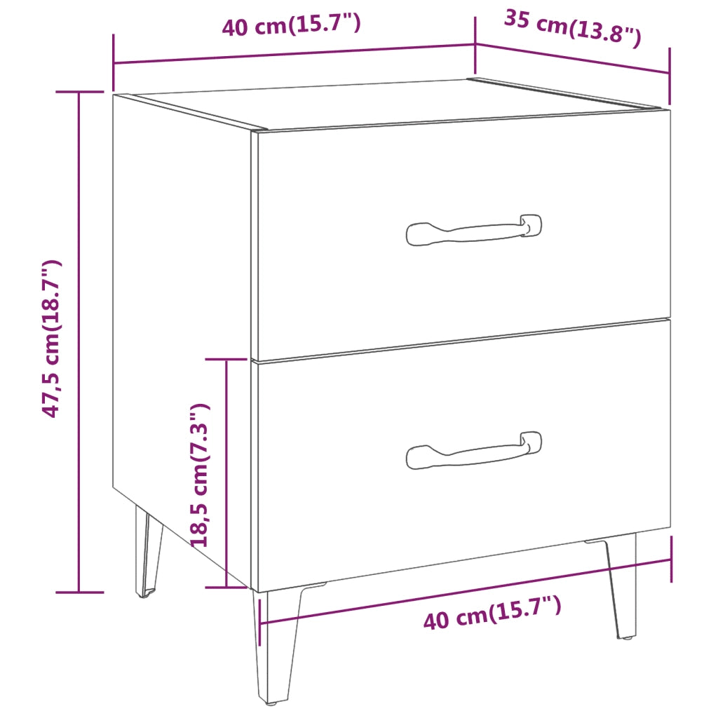 Comodini 2 pz Bianchi 40x35x47,5 cm cod mxl 30951