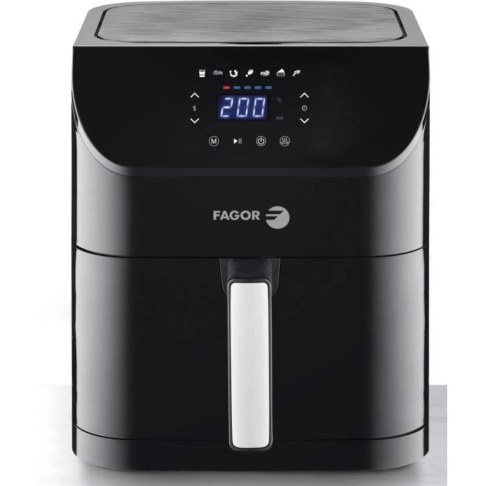 Friggitrice senza olio - FAGOR - Airfryer XL - 8 L - 1800 W - Touch screen - 7 preimpostazioni di cottura - Timer - Nero