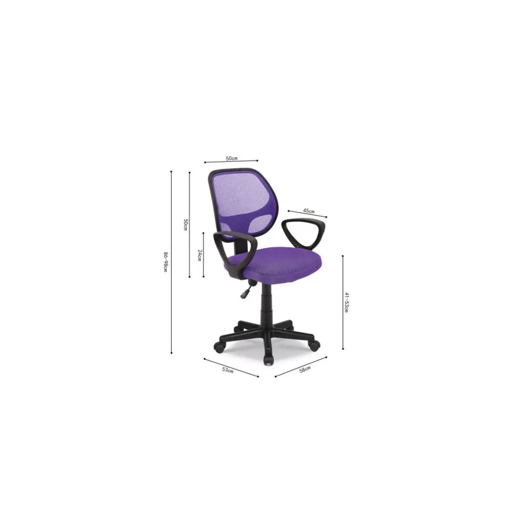 Sedia da ufficio IPOLIST – Tessuto a rete viola – Altezza regolabile 86-98 cm – Stile moderno ed ergonomico