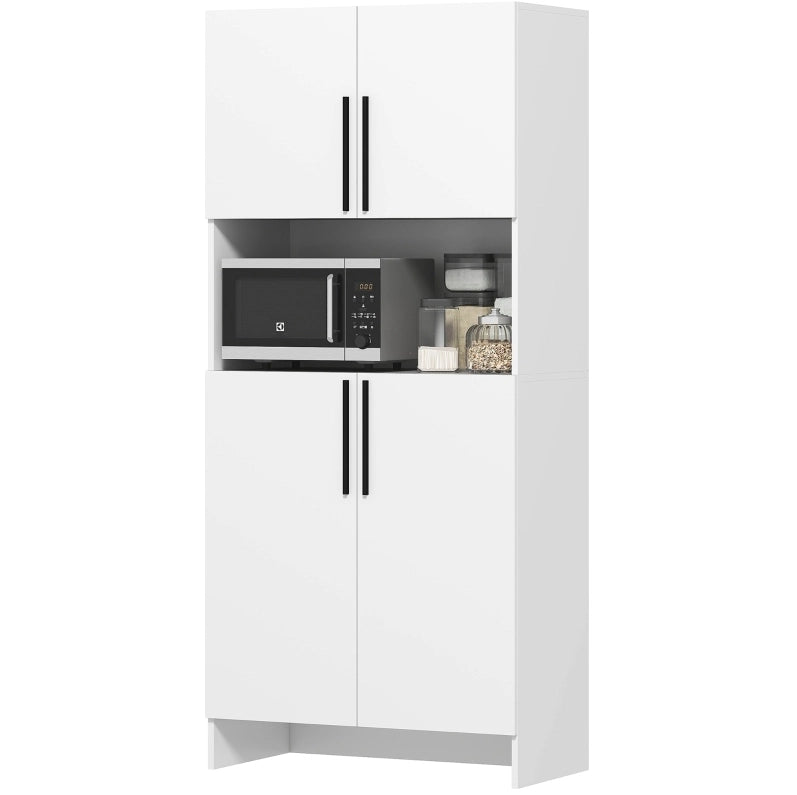 credenza cucina 79x40x175 cm bianco – mobile con nicchia per microonde