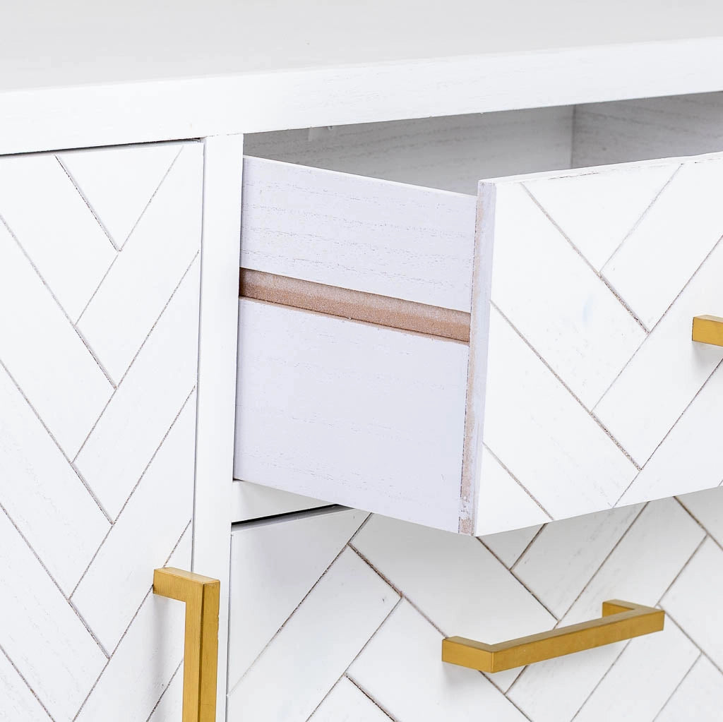 Credenza con 3 cassetti e 2 ante in legno e metallo 120x40,5x81h cm