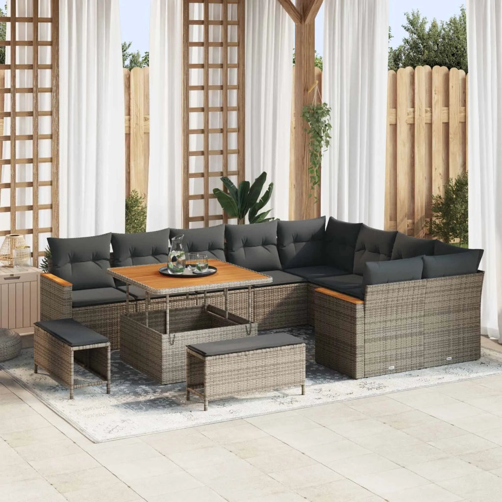Set Divano da Giardino 12 pcs Grigio polyrattan 3362948