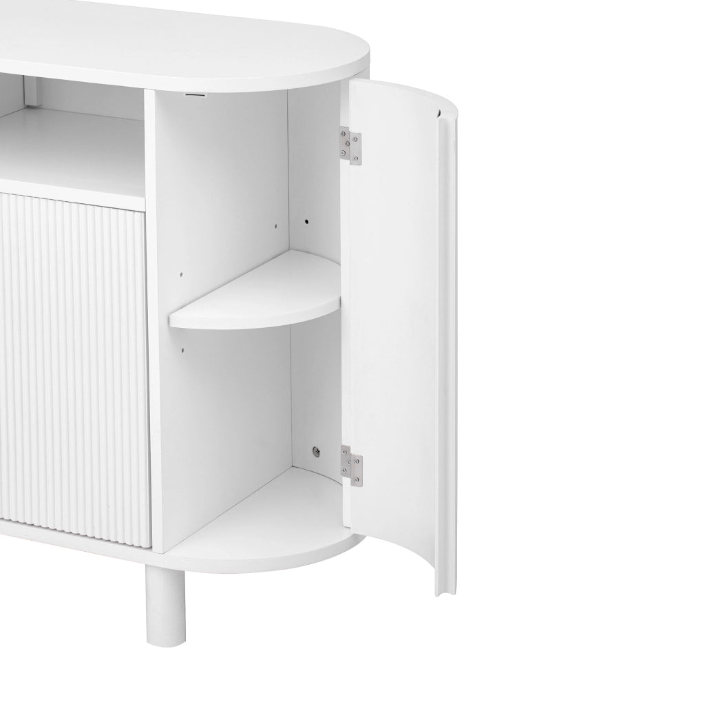 Sideboard 120x38x77 cm con vano ad arco e ripiani regolabili in MDF bianco