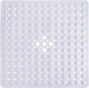 Matte antiscivolo con presa, mat di bagno sicuro e resistente ai funghi con fori di scarico, mat di bagno antiscivolo, libero da BPA, lavabile in lavatrice, 53 x 53 cm, bianco