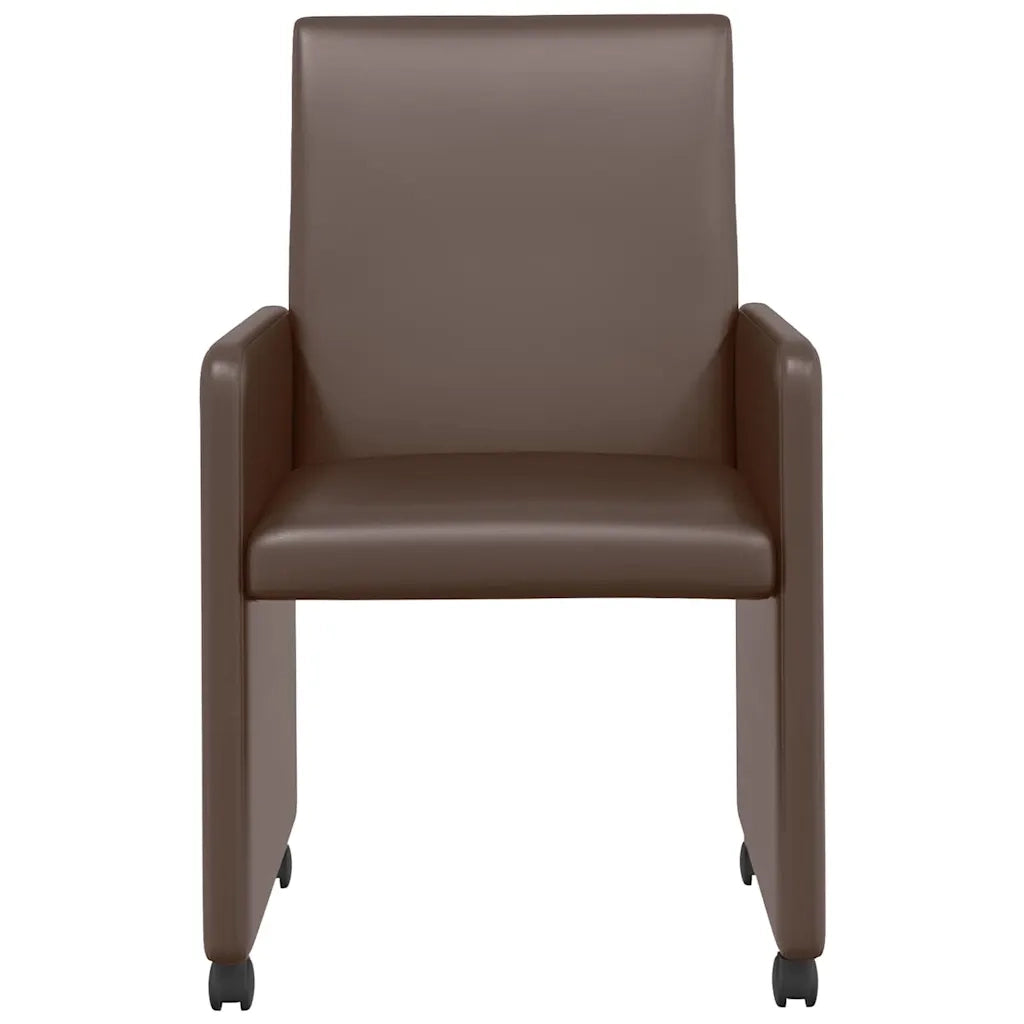 Sedie da Pranzo con Ruote 2 pcs Marrone 57 x 66 x 94 cm 42017818