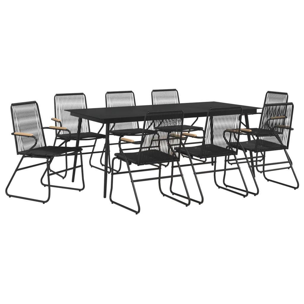 Set da Pranzo da Giardino 9 pz Nero in Rattan PVCcod mxl 120411