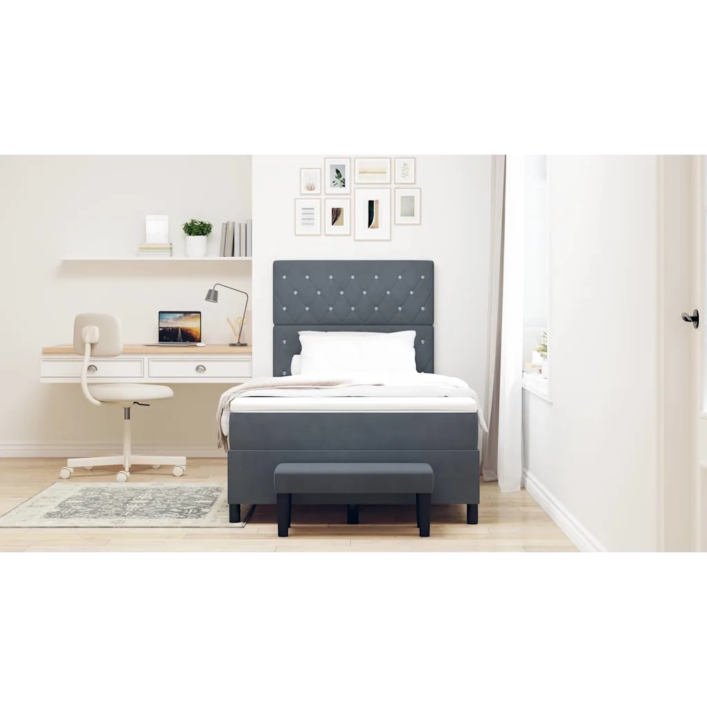 Letto a molle con materasso Grigio scuro 120 x 200 cm Velluto 3344439