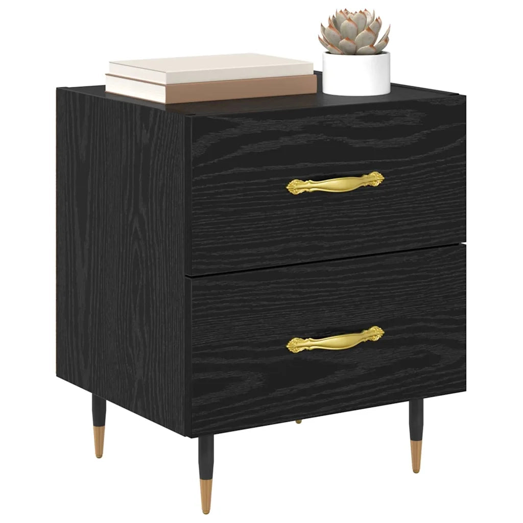 Set di 2 Comodini | Armadio da Notte | Mobiletto da notte Rovere Nero 40 x 35 x 47,5 cm