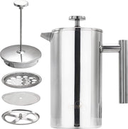 Macchina per caffè, teapot, theemaker, cafetière in acciaio inossidabile, isolata termicamente, grande 1 l, zinco.