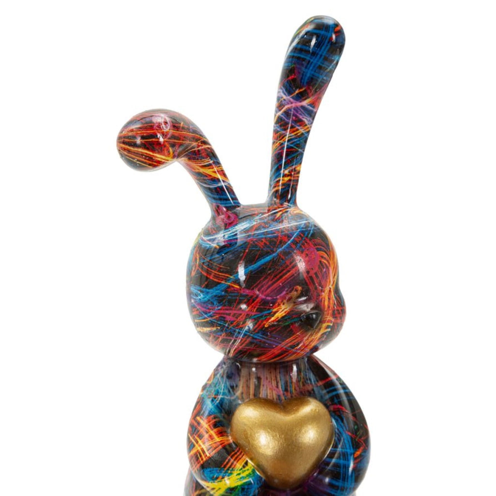Scultura Coniglio, Multicolore, Poliresina, 8x10x23 cm