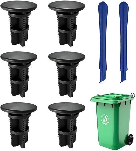 Scharnierpennen 6 pezzi - Attacco per coperchio contenitore rifiuti - Plastica - Universale - Robusto - 43 x 18 mm - Coperchio contenitore rifiuti