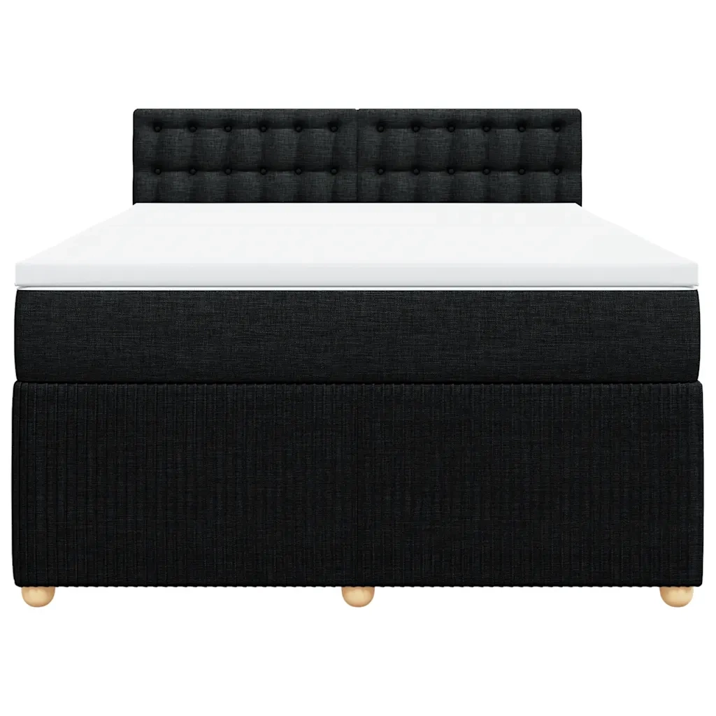 Giroletto a Molle con Materasso Nero 140x190 cm in Tessuto