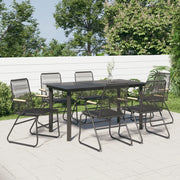 Set da Pranzo da Giardino 7 pz Nero in Rattan PVC 3060276