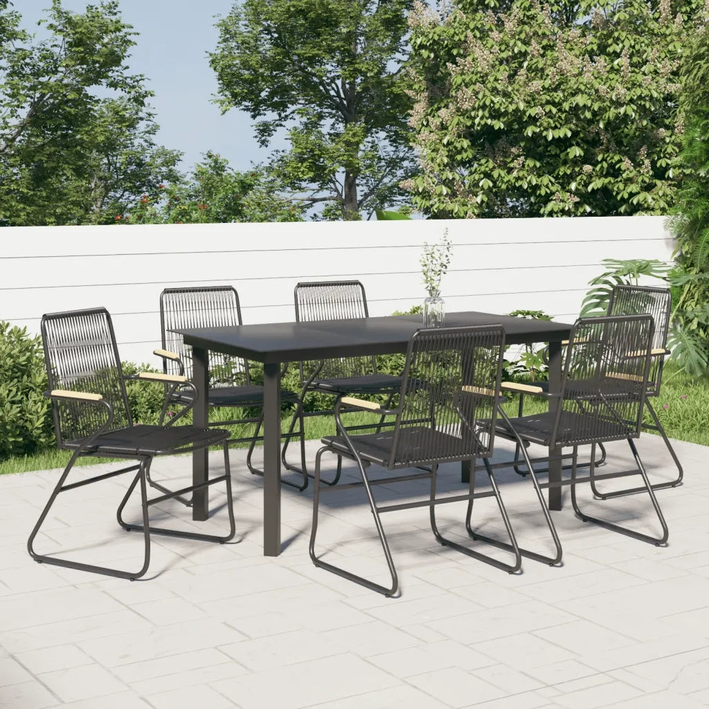 Set da Pranzo da Giardino 7 pz Nero in Rattan PVC 3060276