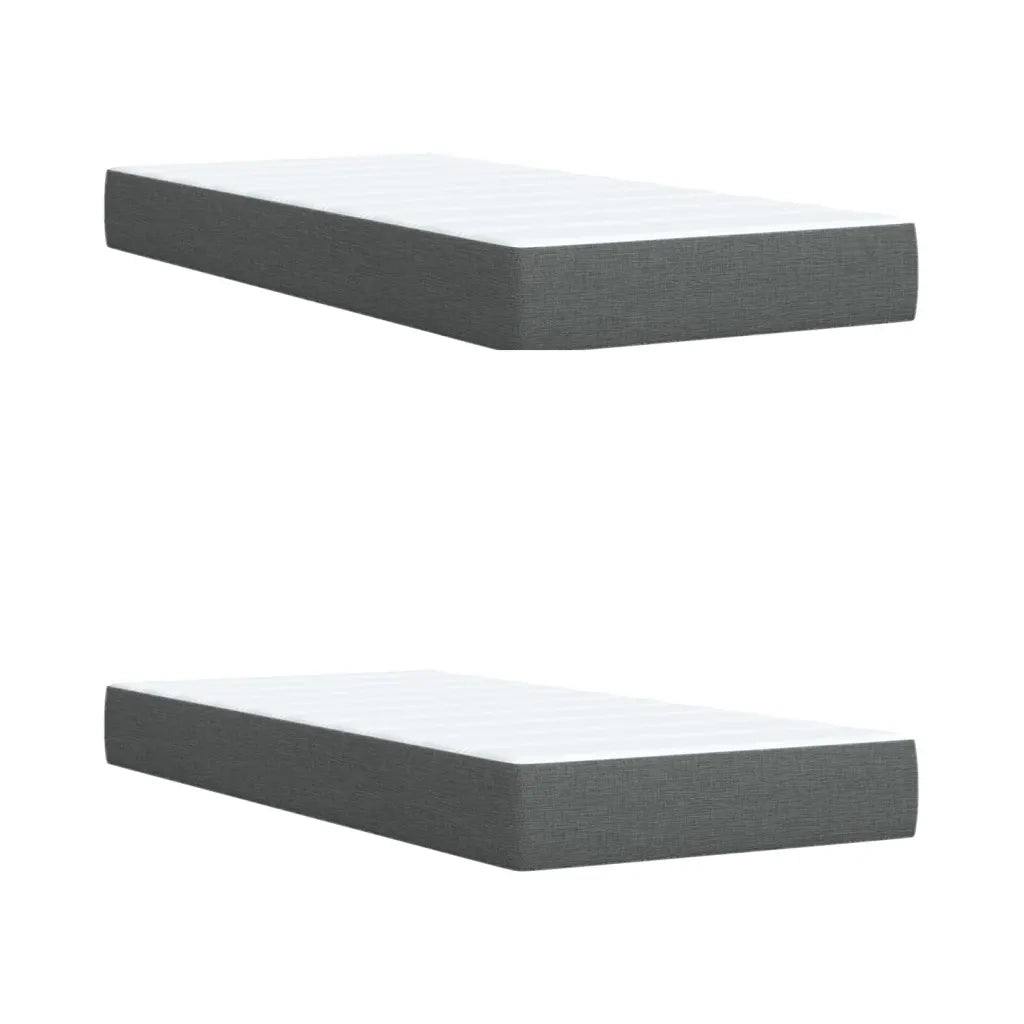 Giroletto a Molle con Materasso Grigio Scuro 200x200 cm Tessuto