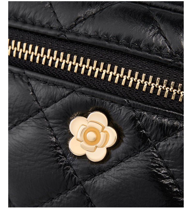 Borsa piccola da donna in vera pelle, nera