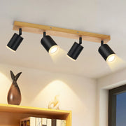 ZMH Faretto da soffitto 4 luci GU10 legno acrilico orientabili 350° per soggiorno