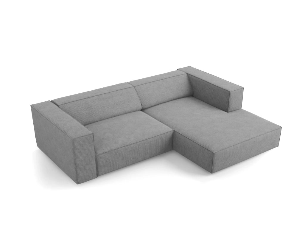 Cosmopolitan Design - Divano angolare destro "Arendal" 3 posti in ciniglia con effetto a coste grigio scuro 