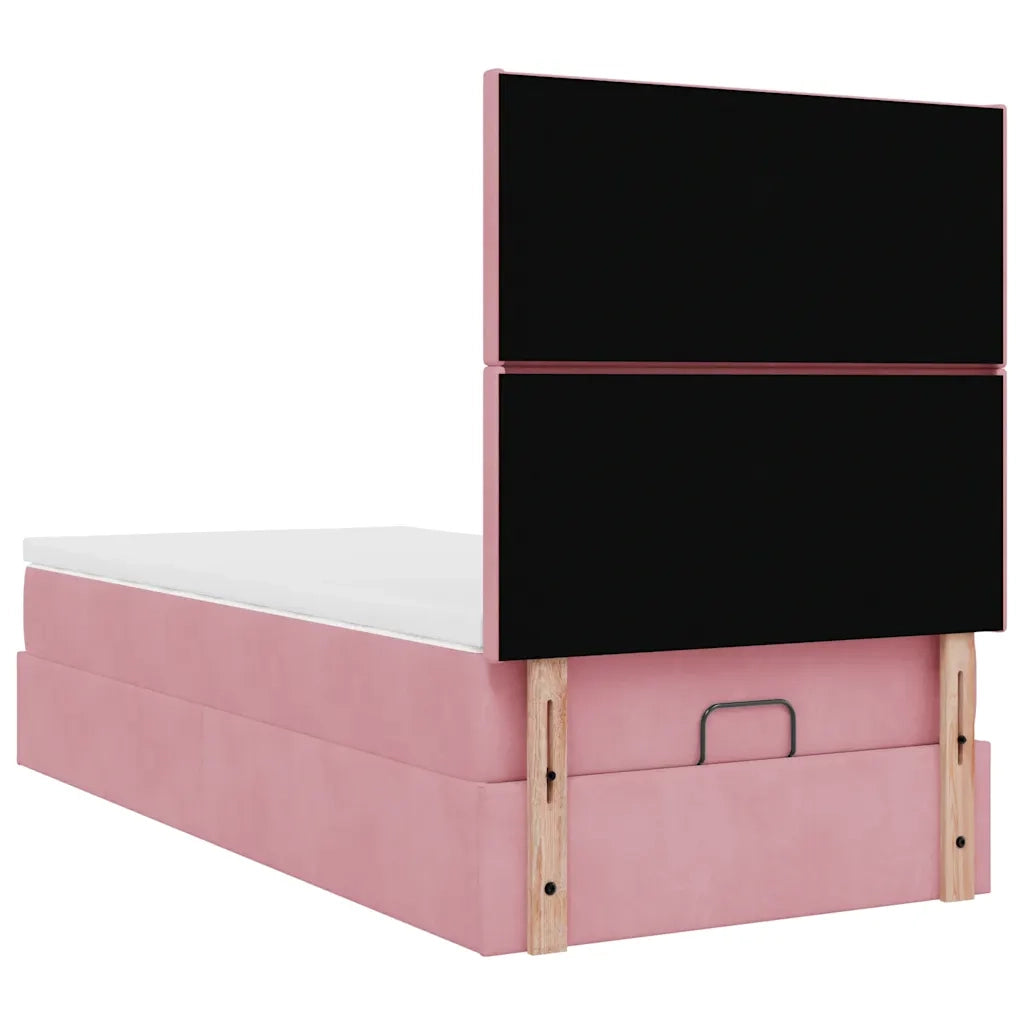 Struttura Letto Pouf con Materassi Rosa 80x200 cm Velluto 3313366
