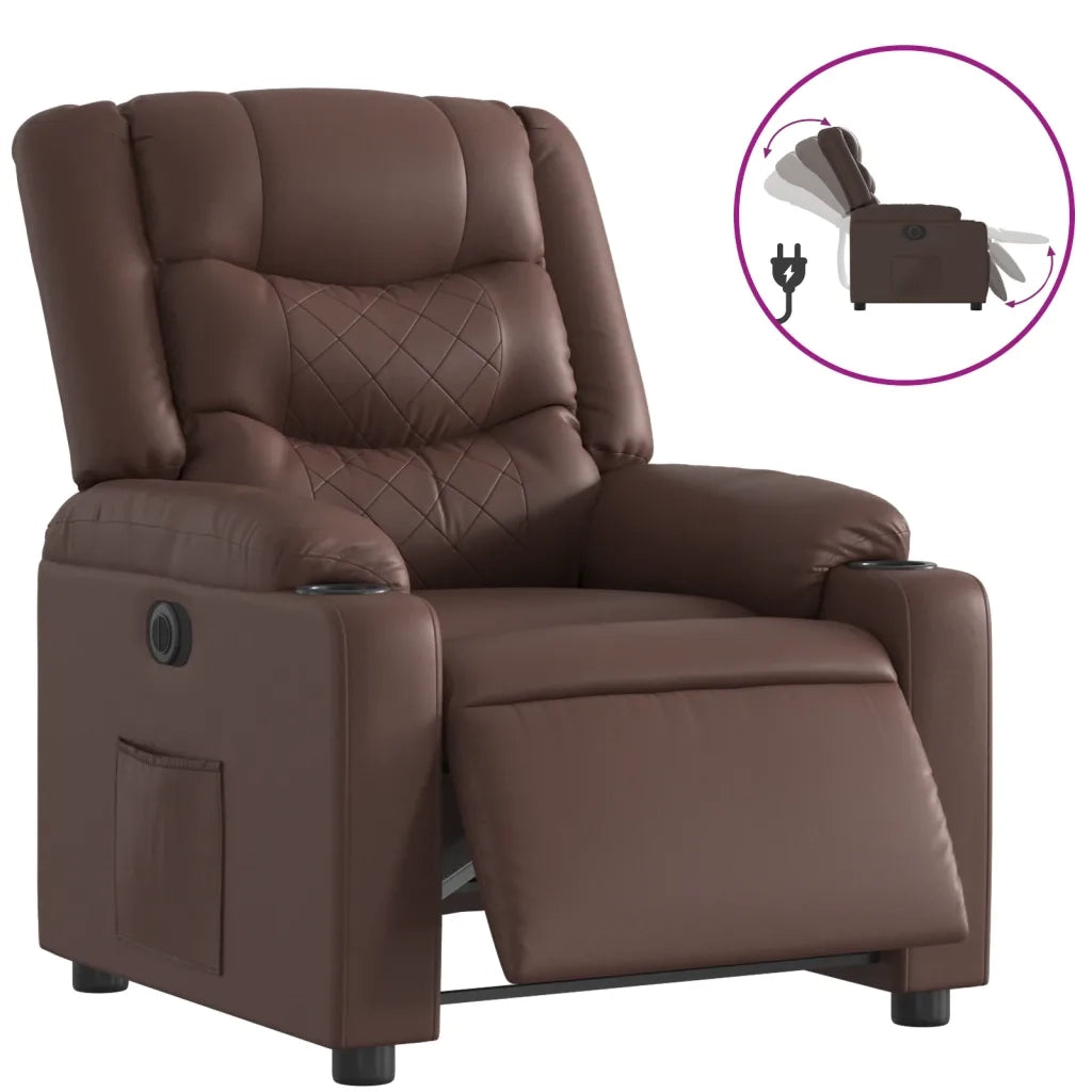 Poltrona Reclinabile Elettrica Marrone in Similpelle 3206545