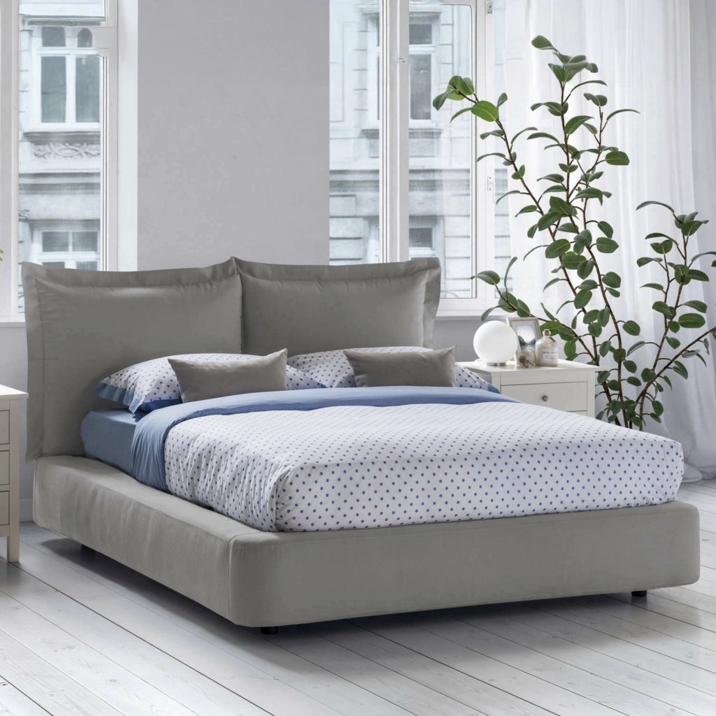 Letto matrimoniale Adi, Letto contenitore con rivestimento in tessuto, Made in Italy, Apertura frontale, adatto per materasso 160x190 cm, Grigio