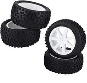 Pneumatici in gomma per auto RC - 4 pezzi - Pneumatico anteriore 85 mm - Pneumatico posteriore 82 mm - Diametro interno 55 mm - Adattatore a vite 12 mm - Pneumatici per auto RC