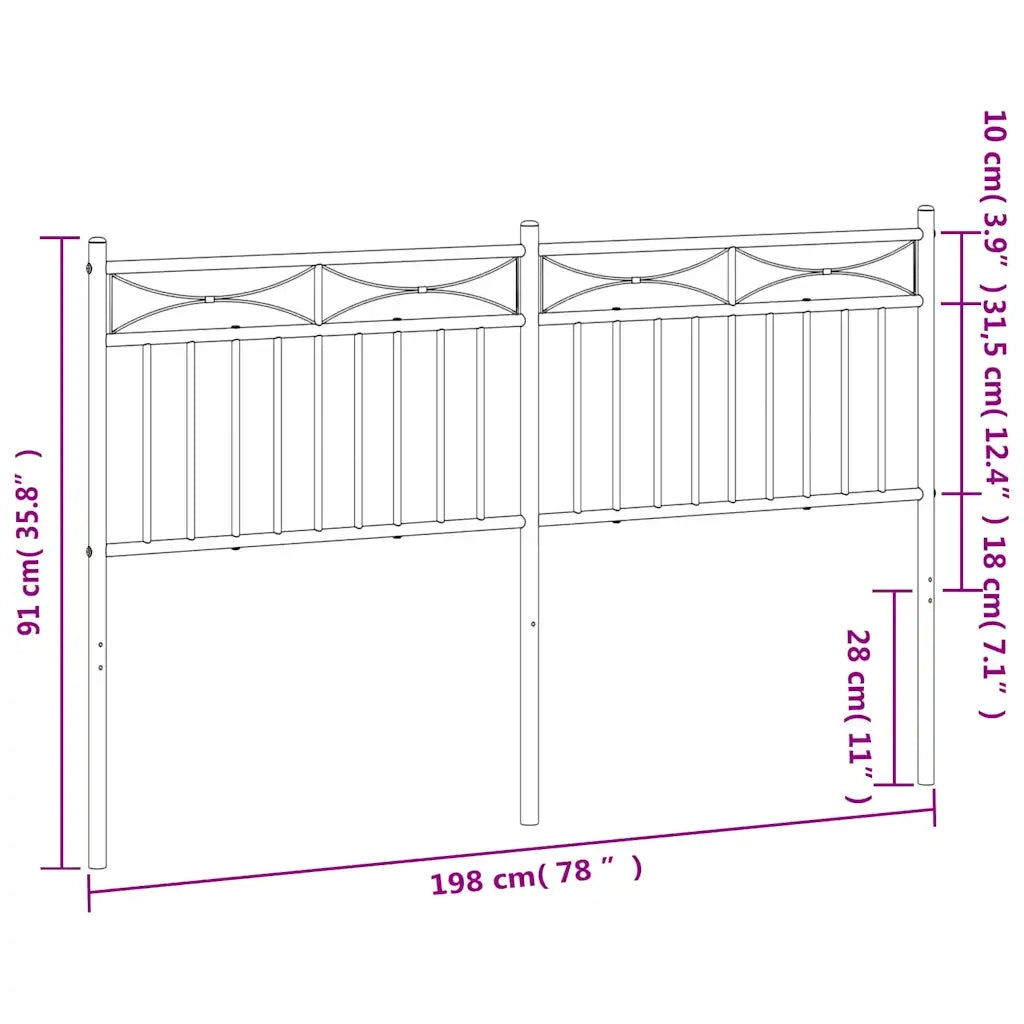 Testiera in Metallo Bianco 193 cm