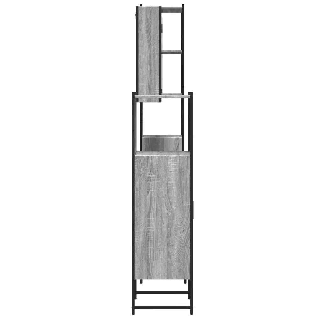 Set Mobili da Bagno | Armadio da bagno 4 pz Grigio Sonoma in Legno Multistrato