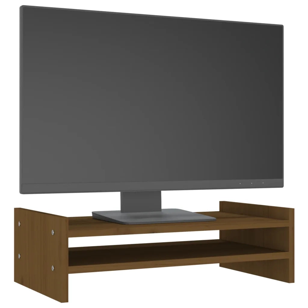 Supporto per Monitor ambra 50x27x15 cm Legno Massello di Pino 814022