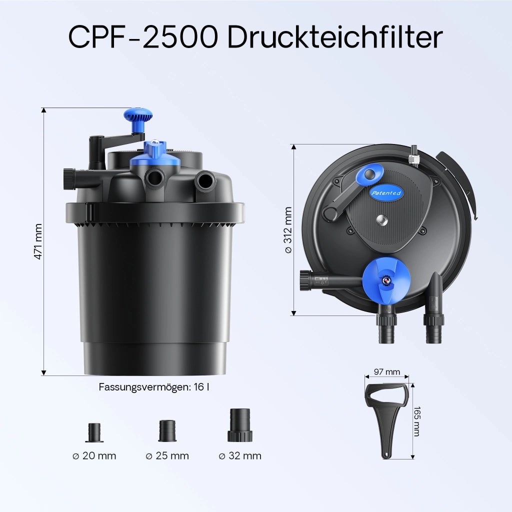 Set filtrante per laghetto CPF-2500 fino a 6000l UVC 11W Pompa NEO2800 Tubo