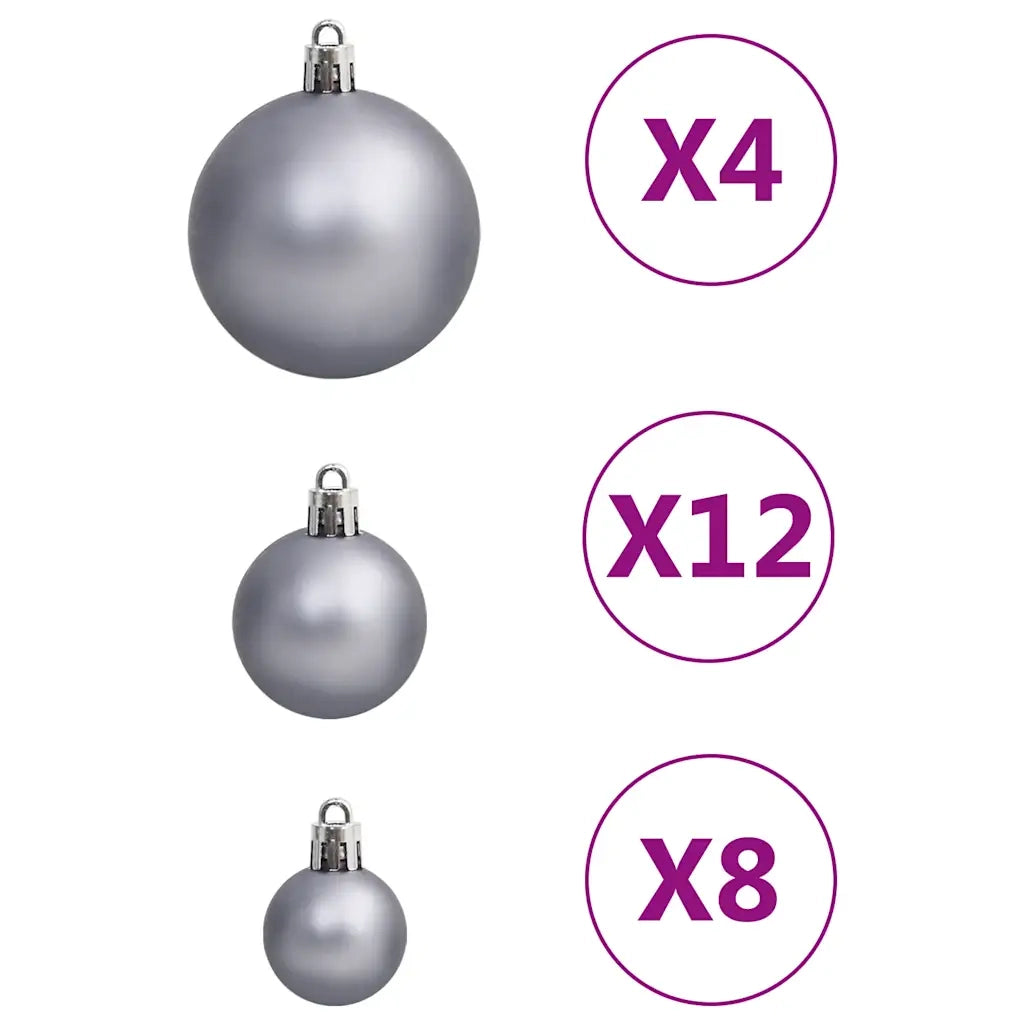 Set Palline di Natale 111 pz-Decorazioni natalizie Bianco e Grigio in Polistirene