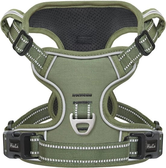 Cinturone per Cani di Taglia Media - Cinturone di Training senza Tirare con Maniglia per Allenamento All'Aperto - Verde Militare