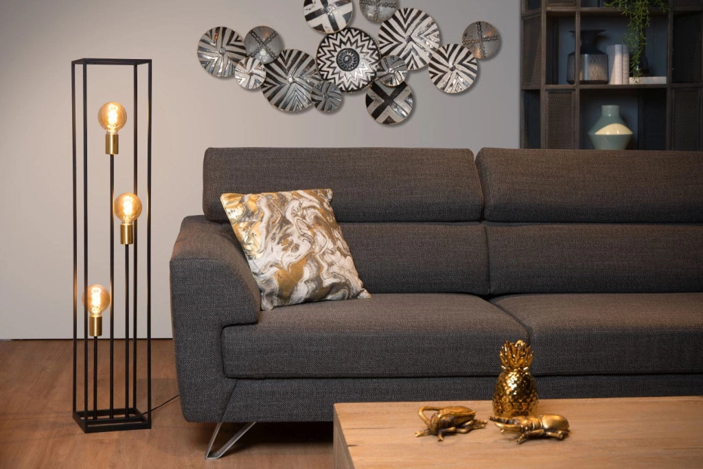 Lampada da terra Lucide Ruben nero oro 3xE27 H120 40W