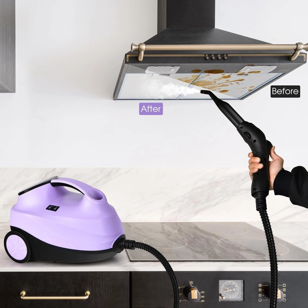 Pulitore a Vapore Portatile 2000W, Pressione del Vapore: 4 Bar, Massimo 108℃, Preriscaldamento: 5-6 Min, Serbatoio dell'Acqua: 1,5L, con 19 Accessori, per Divano, Pavimento, Finestra (Viola)