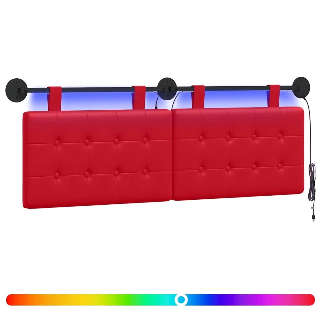 Testiera sospesa Con luce LED Rosso Similpelle