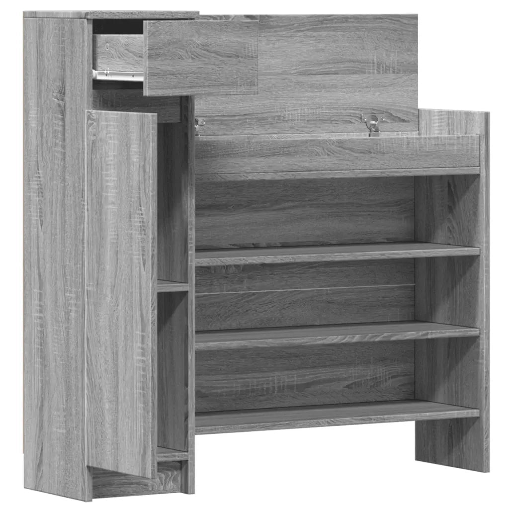 Scarpiera-Scaffale per scarpe Grigio Sonoma 100,5x28x100 cm in Legno Multistrato