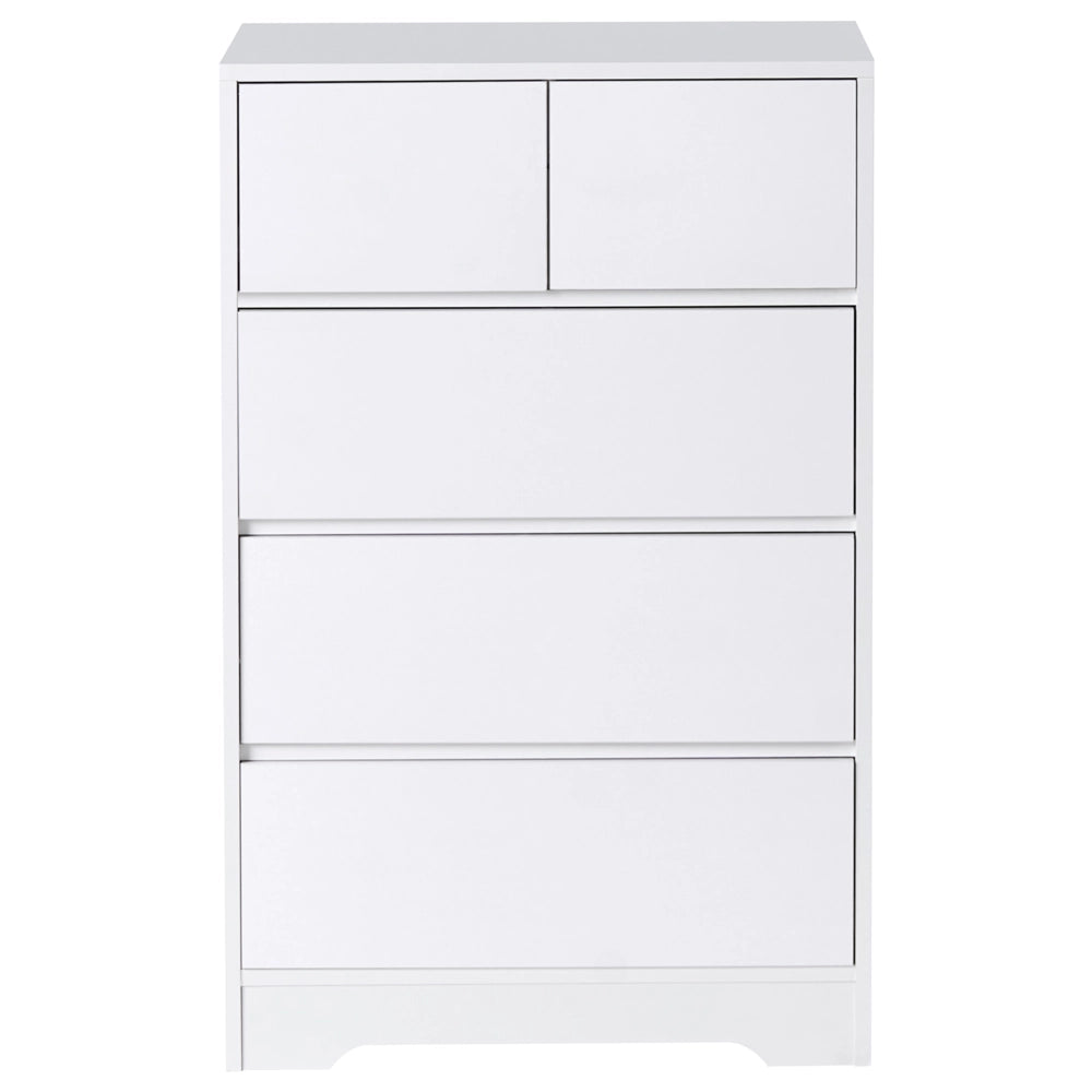 Cassettiera scandinava 5 cassetti piano in legno bianco in stile scandinavo