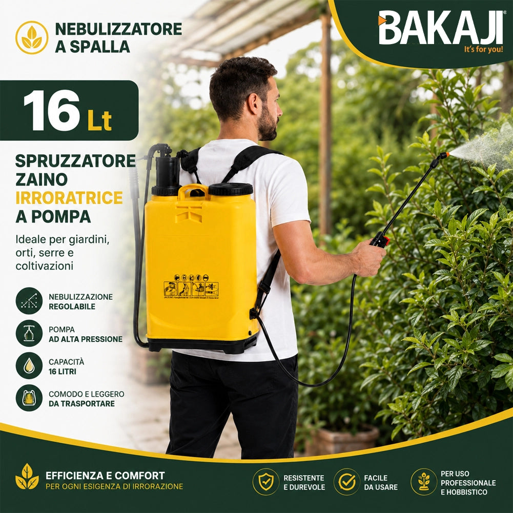 Nebulizzatore A Spalla 16 Lt Spruzzatore Zaino Irroratrice Spruzzatore A Pompa