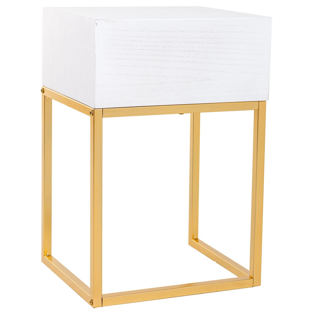 Comodino in legno e metallo 1 cassetto 40x36x60