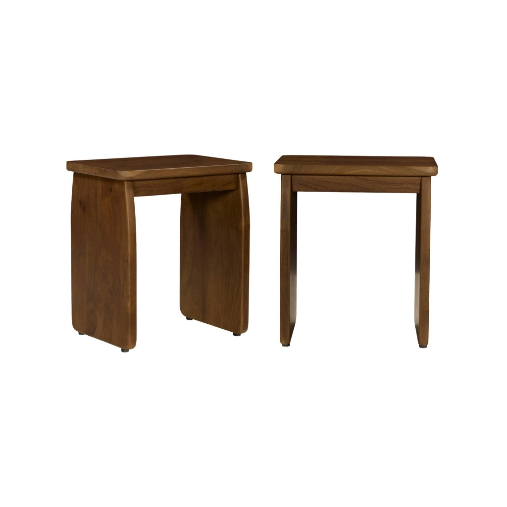 Set di 2 comodini esotici in legno di acacia, noce