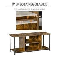 Mobile TV da Salotto in Stile Industriale, Legno e Acciaio, 110x40x50cm
