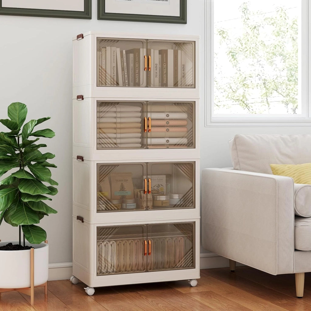 Scatole portaoggetti con coperchio, contenitore con ruote, porte, maniglie, organizer per soggiorno, camera da letto, dormitorio (284 l, 65 x 39 x 142 cm)